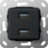 Розетка двойная USB 3.0 A Gira System 55 черный матовый 568410 - Розетка двойная USB 3.0 A Gira System 55 черный матовый 568410