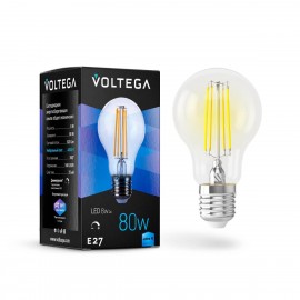 Лампа светодиодная филаментная диммируемая Voltega E27 8W 4000К прозрачная VG10-А1E27cold8W-FD 5490 - Лампа светодиодная филаментная диммируемая Voltega E27 8W 4000К прозрачная VG10-А1E27cold8W-FD 5490