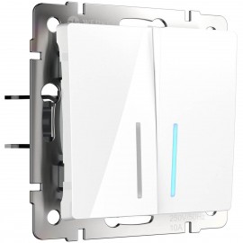 Выключатель Werkel двухклавишный проходной с подсветкой белый WL01-SW-2G-2W-LED 4690389059186 - Выключатель Werkel двухклавишный проходной с подсветкой белый WL01-SW-2G-2W-LED 4690389059186
