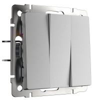 Выключатель трехклавишный серебряный WL06-SW-3G 4690389073441