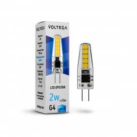 Лампа светодиодная Voltega G4 2W 4000K прозрачная VG9-K1G4cold2W 7145 - Лампа светодиодная Voltega G4 2W 4000K прозрачная VG9-K1G4cold2W 7145