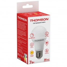 Лампа светодиодная диммируемая Thomson E27 7W 3000K груша матовая TH-B2155 - t__b2155_1