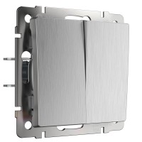Выключатель Werkel двухклавишный проходной серебряный рифленый WL09-SW-2G-2W 4690389085154