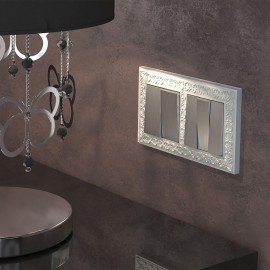 Выключатель Werkel двухклавишный проходной серебряный рифленый WL09-SW-2G-2W 4690389085154 - Выключатель Werkel двухклавишный проходной серебряный рифленый WL09-SW-2G-2W 4690389085154
