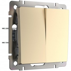 Выключатель Werkel двухклавишный проходной шампань WL11-SW-2G-2W 4690389124648 - Выключатель Werkel двухклавишный проходной шампань WL11-SW-2G-2W 4690389124648