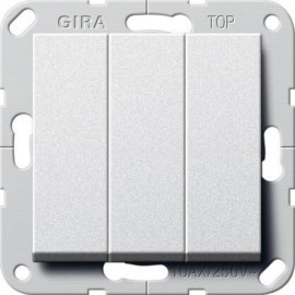 Выключатель трехклавишный Gira System 55 10A 250V алюминий 284426 - Выключатель трехклавишный Gira System 55 10A 250V алюминий 284426