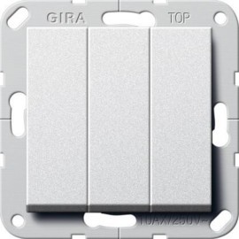 Выключатель трехклавишный Gira System 55 10A 250V британский стандарт алюминий 283026 - Выключатель трехклавишный Gira System 55 10A 250V британский стандарт алюминий 283026