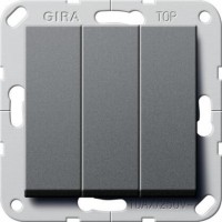 Выключатель трехклавишный Gira System 55 10A 250V британский стандарт антрацит 283028