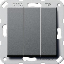 Выключатель трехклавишный Gira System 55 10A 250V британский стандарт антрацит 283028 - Выключатель трехклавишный Gira System 55 10A 250V британский стандарт антрацит 283028