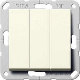 Выключатель трехклавишный Gira System 55 10A 250V британский стандарт кремовый глянцевый 283001 - Выключатель трехклавишный Gira System 55 10A 250V британский стандарт кремовый глянцевый 283001