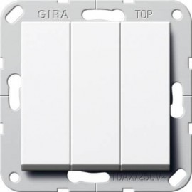 Выключатель трехклавишный Gira System 55 10A 250V британский стандарт чисто-белый глянцевый 283003 - Выключатель трехклавишный Gira System 55 10A 250V британский стандарт чисто-белый глянцевый 283003