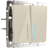 Выключатель Werkel двухклавишный с подсветкой слоновая кость WL03-SW-2G-LED-ivory 4690389059285