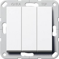 Выключатель трехклавишный Gira System 55 10A 250V чисто-белый глянцевый 284403