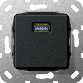 Розетка USB 3.0 A Gira System 55 разветвительный кабель черный матовый 568310 - Розетка USB 3.0 A Gira System 55 разветвительный кабель черный матовый 568310