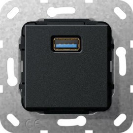 Розетка USB 3.0 A Gira System 55 черный матовый 568210 - Розетка USB 3.0 A Gira System 55 черный матовый 568210