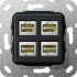 Розетка компьютерная 4-местная MJ RJ45 Gira System 55 6a кат черный матовый 569810 - Розетка компьютерная 4-местная MJ RJ45 Gira System 55 6a кат черный матовый 569810