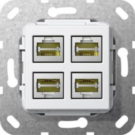 Розетка компьютерная 4-местная MJ RJ45 Gira System 55 6a кат чисто-белый глянцевый 569803 - Розетка компьютерная 4-местная MJ RJ45 Gira System 55 6a кат чисто-белый глянцевый 569803