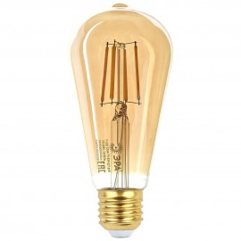Лампа светодиодная филаментная ЭРА E27 7W 2400K прозрачная F-LED ST64-7W-824-E27 gold Б0047664 - Лампа светодиодная филаментная ЭРА E27 7W 2400K прозрачная F-LED ST64-7W-824-E27 gold Б0047664