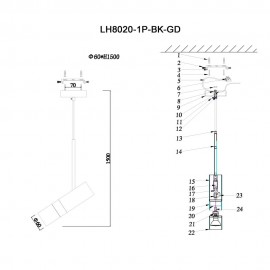 Подвесной светильник Lumien Hall Саурис LH8020/1P-BK-GD - l_8020_1p_bk_gd_2