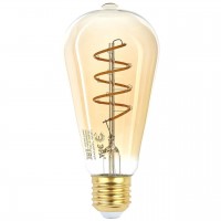 Лампа светодиодная филаментная ЭРА E27 7W 2400K прозрачная F-LED ST64-7W-824-E27 spiral gold Б004766