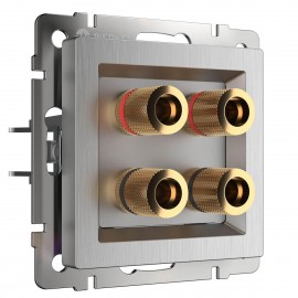 Акустическая розетка Werkel х4 серебряная рифленая WL09-AUDIOx4 4690389085024 - Акустическая розетка Werkel х4 серебряная рифленая WL09-AUDIOx4 4690389085024