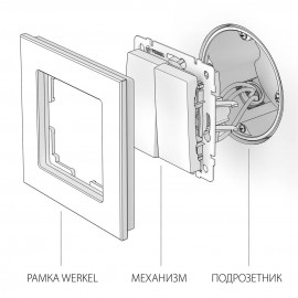 Выключатель двухклавишный Werkel перламутровый рифленый W1120013 4690389160882 - Выключатель двухклавишный Werkel перламутровый рифленый W1120013 4690389160882