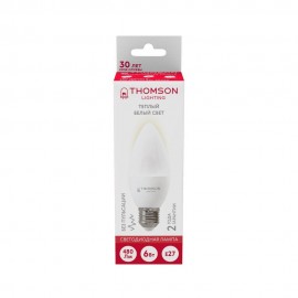 Лампа светодиодная Thomson E27 6W 3000K свеча матовая TH-B2357 - Лампа светодиодная Thomson E27 6W 3000K свеча матовая TH-B2357