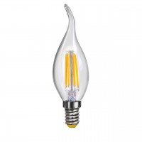 Лампа светодиодная филаментная Voltega E14 4W 4000К свеча на ветру прозрачная VG10-CW1E14cold4W-F 70