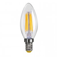 Лампа светодиодная филаментная Voltega E14 4W 4000К свеча прозрачная VG10-C1E14cold4W-F 6998