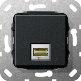 Розетка компьютерная MJ RJ45 Gira System 55 6a кат черный матовый 569510 - Розетка компьютерная MJ RJ45 Gira System 55 6a кат черный матовый 569510