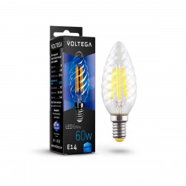 Лампа светодиодная филаментная Voltega E14 6W 4000К прозрачная VG10-CC1E14cold6W-F 7028 - Лампа светодиодная филаментная Voltega E14 6W 4000К прозрачная VG10-CC1E14cold6W-F 7028