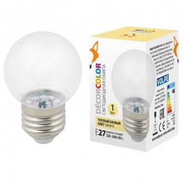 Лампа декоративная светодиодная Volpe E27 1W 3000K прозрачная LED-G45-1W/3000K/E27/CL/С UL-00005807 - Лампа декоративная светодиодная Volpe E27 1W 3000K прозрачная LED-G45-1W/3000K/E27/CL/С UL-00005807