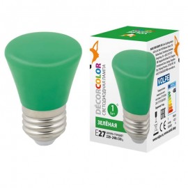 Лампа светодиодная Volpe E27 1W зеленая LED-D45-1W/GREEN/E27/FR/С BELL UL-00005640 - Лампа светодиодная Volpe E27 1W зеленая LED-D45-1W/GREEN/E27/FR/С BELL UL-00005640