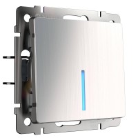 Выключатель Werkel одноклавишный с подсветкой глянцевый никель WL02-SW-1G-LED 4690389059216