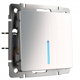 Выключатель Werkel одноклавишный с подсветкой глянцевый никель WL02-SW-1G-LED 4690389059216 - Выключатель Werkel одноклавишный с подсветкой глянцевый никель WL02-SW-1G-LED 4690389059216