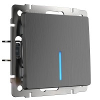 Выключатель Werkel одноклавишный с подсветкой Графит рифленый WL04-SW-1G-LED 4690389146053