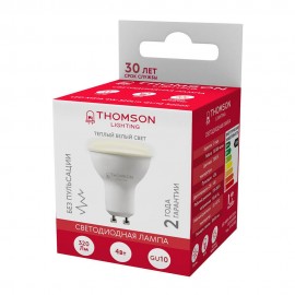 Лампа светодиодная Thomson GU10 4W 3000K полусфера матовая TH-B2103 - Лампа светодиодная Thomson GU10 4W 3000K полусфера матовая TH-B2103