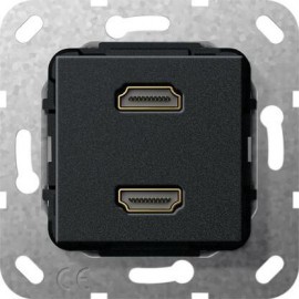 Розетка двойная HDMI Gira System 55 черный матовый 567210 - Розетка двойная HDMI Gira System 55 черный матовый 567210