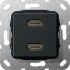 Розетка двойная HDMI Gira System 55 черный матовый 567210 - Розетка двойная HDMI Gira System 55 черный матовый 567210