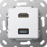 Розетка двойная HDMI-USB 3.0 A Gira System 55 чисто-белый глянцевый 567803 - Розетка двойная HDMI-USB 3.0 A Gira System 55 чисто-белый глянцевый 567803