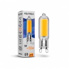 Лампа светодиодная филаментная Voltega G9 5W 2800К прозрачная VG9-K1G9warm5W 7090 - Лампа светодиодная филаментная Voltega G9 5W 2800К прозрачная VG9-K1G9warm5W 7090