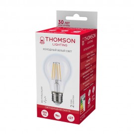 Лампа светодиодная филаментная Thomson E27 9W 6500K груша прозрачная TH-B2331 - Лампа светодиодная филаментная Thomson E27 9W 6500K груша прозрачная TH-B2331