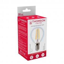 Лампа светодиодная филаментная Thomson E14 9W 6500K шар прозрачная TH-B2337 - Лампа светодиодная филаментная Thomson E14 9W 6500K шар прозрачная TH-B2337