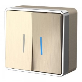Выключатель двухклавишный с подсветкой Werkel Gallant шампань рифленый W5020110 4690389164200 - Выключатель двухклавишный с подсветкой Werkel Gallant шампань рифленый W5020110 4690389164200
