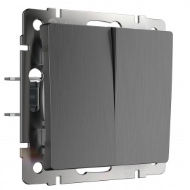 Выключатель Werkel двухклавишный Графит рифленый WL04-SW-2G 4690389146060 - Выключатель Werkel двухклавишный Графит рифленый WL04-SW-2G 4690389146060